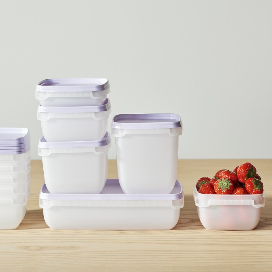 Frysburkar 1,2L, Stapelbara, 2 st, SMARTSTORE FROST, Vit / Lila