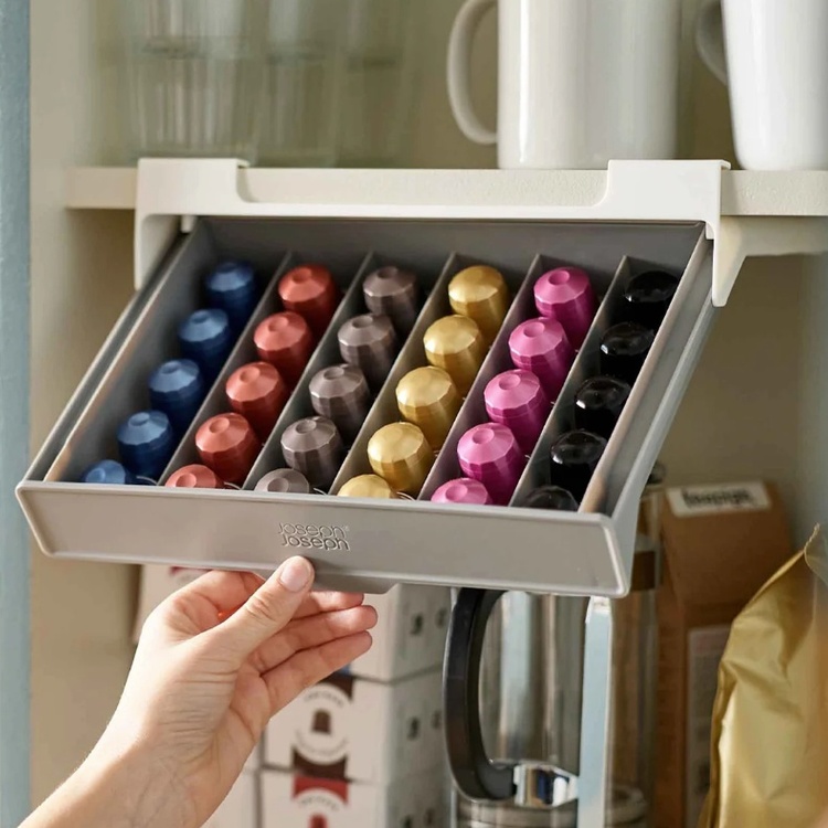 Förvaring av Kaffekapslar, Under Hylla, CUPBOARD STORE COFFEE POD DRAWER, Joseph Joseph, Grå