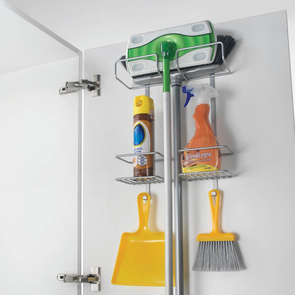Förvaring på dörren, OVER-DOOR BROOM HOLDER, 31,5 x 12 x H 46 cm, Silver