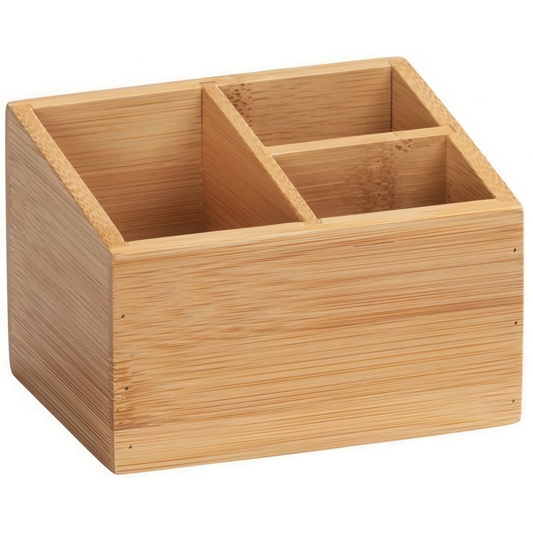 Förvaringsbox i Bambu 3 fack, TERRA, 12 x 9 x H 8,5 cm, Natur