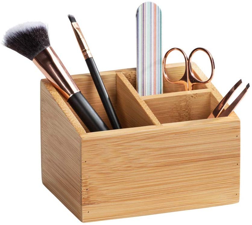 Förvaringsbox i Bambu 3 fack, TERRA, 12 x 9 x H 8,5 cm, Natur