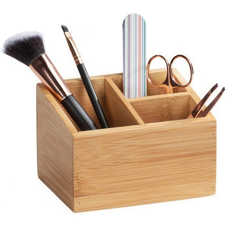 Förvaringsbox i Bambu 3 fack, TERRA, 12 x 9 x H 8,5 cm, Natur