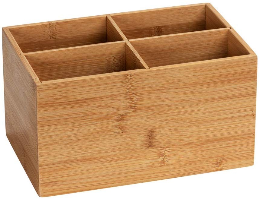 Förvaringsbox i Bambu 4 fack, TERRA, 22 x 14 x H12 cm, Natur