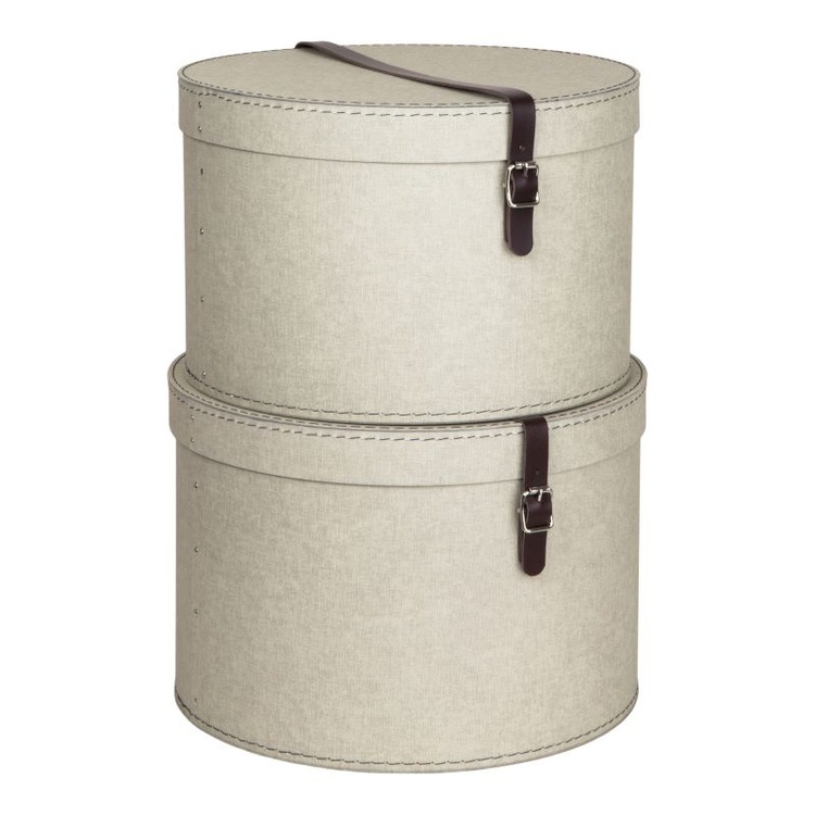Rund förvaringslåda 2 lådor Rut canvas Bigso Beige