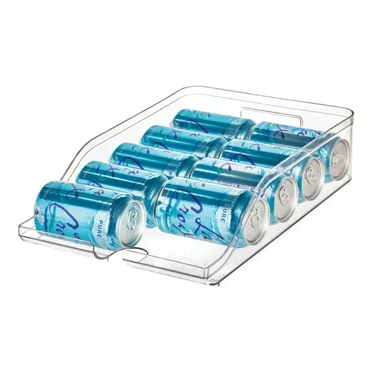 Förvaringsbricka för flaskor och burkar, RPET CRISP BEVERAGE BIN, 35,6 x 26,4 x H 9,5 cm, Transparent