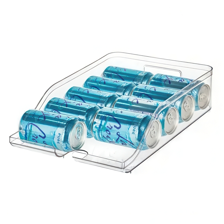Förvaringsbricka för flaskor och burkar, RPET CRISP BEVERAGE BIN, 35,6 x 26,4 x H 9,5 cm, Transparent