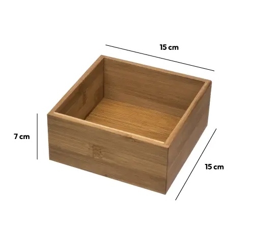 Förvaringsbricka i Bambu, Fyrkantig, TIDY SMART, 15 x 15 x H 7 cm, Natur