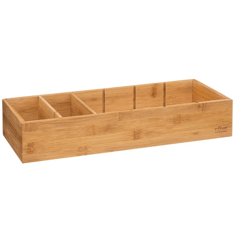 Förvaringsbricka i Bambu, Med 3 fack, TIDY SMART, 15 x 38 x H 7 cm, Natur