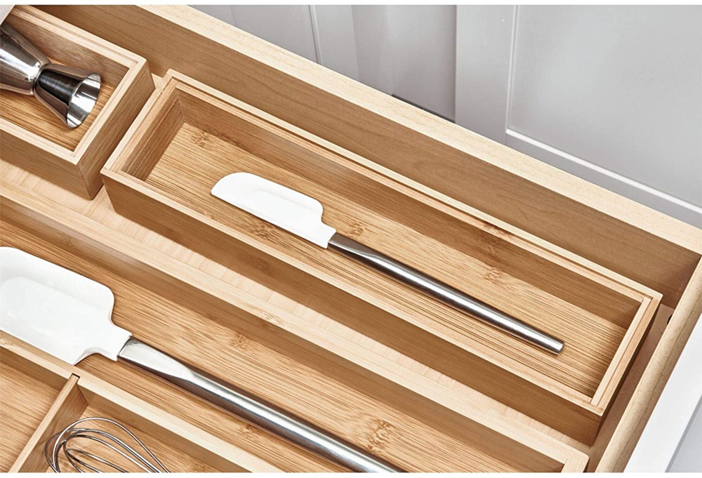 Förvaringsbricka i Bambu, Stapelbar, FORMBU DRAWER ORGANIZER , 30,5 x 7,6 x H 5,1 cm, Natur