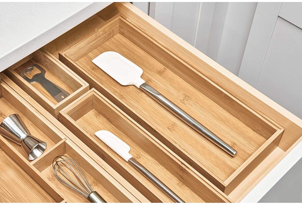 Förvaringsbricka i Bambu, Stapelbar, FORMBU DRAWER ORGANIZER, 38 x 15,3 x H 5,1 cm, Natur