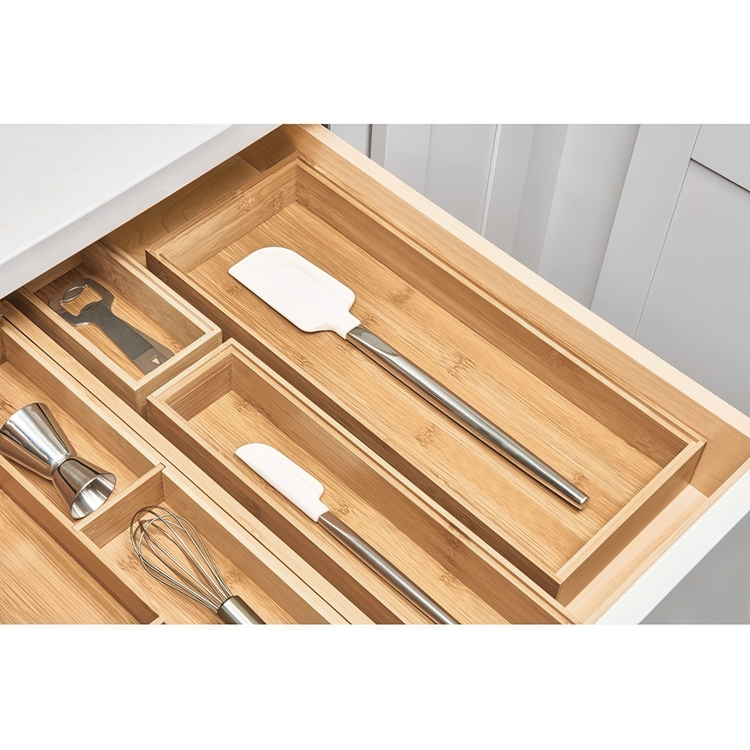 Förvaringsbricka i Bambu, Stapelbar, FORMBU DRAWER ORGANIZER, 38 x 15,3 x H 5,1 cm, Natur