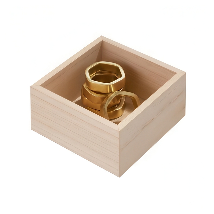 Förvaringsbricka, fyrkantig, PAULOWNIA DRAWER ORGANISER, 12,7 x 12,7 x H 7 cm, Natur