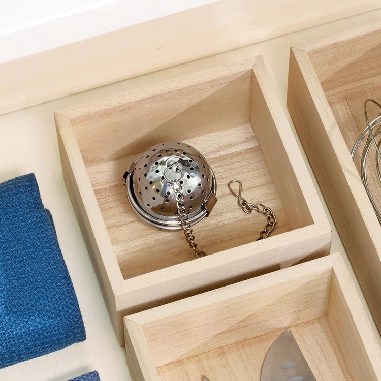 Förvaringsbricka, fyrkantig, PAULOWNIA DRAWER ORGANISER, 12,7 x 12,7 x H 7 cm, Natur
