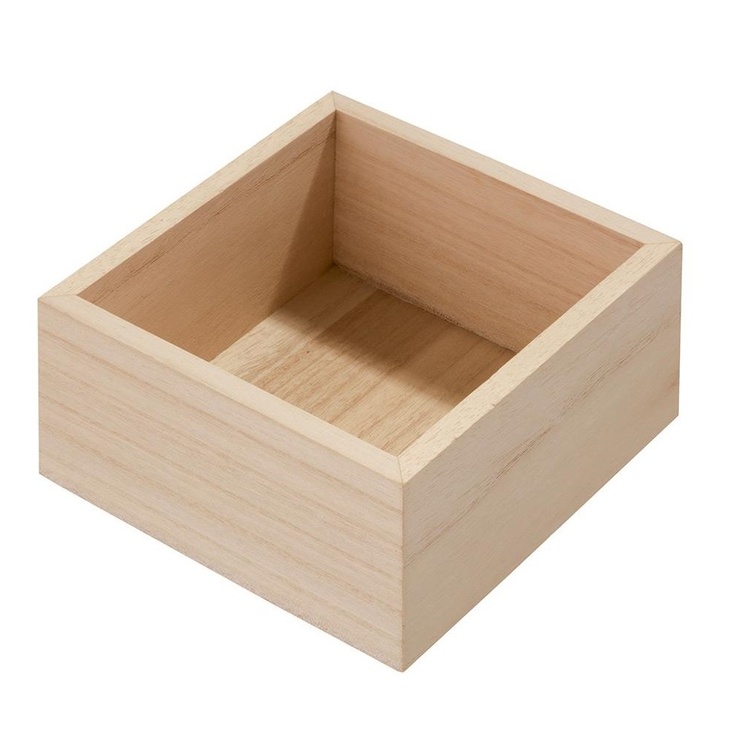 Förvaringsbricka, fyrkantig, PAULOWNIA DRAWER ORGANISER, 12,7 x 12,7 x H 7 cm, Natur