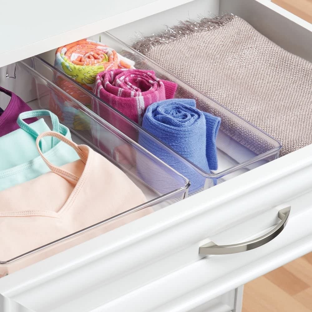 Förvaringsbricka, Kraftig, DRESSER DRAWER ORGANISER SLIM, 30,5 x 10,2 x H 7,6 cm, Transparent