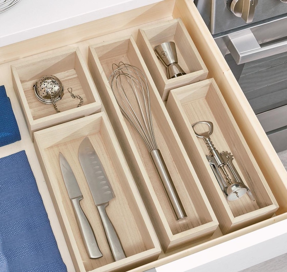 Förvaringsbricka, rektangulär, PAULOWNIA DRAWER ORGANISER, 12,7 x 25,4 x H 7 cm, Natur