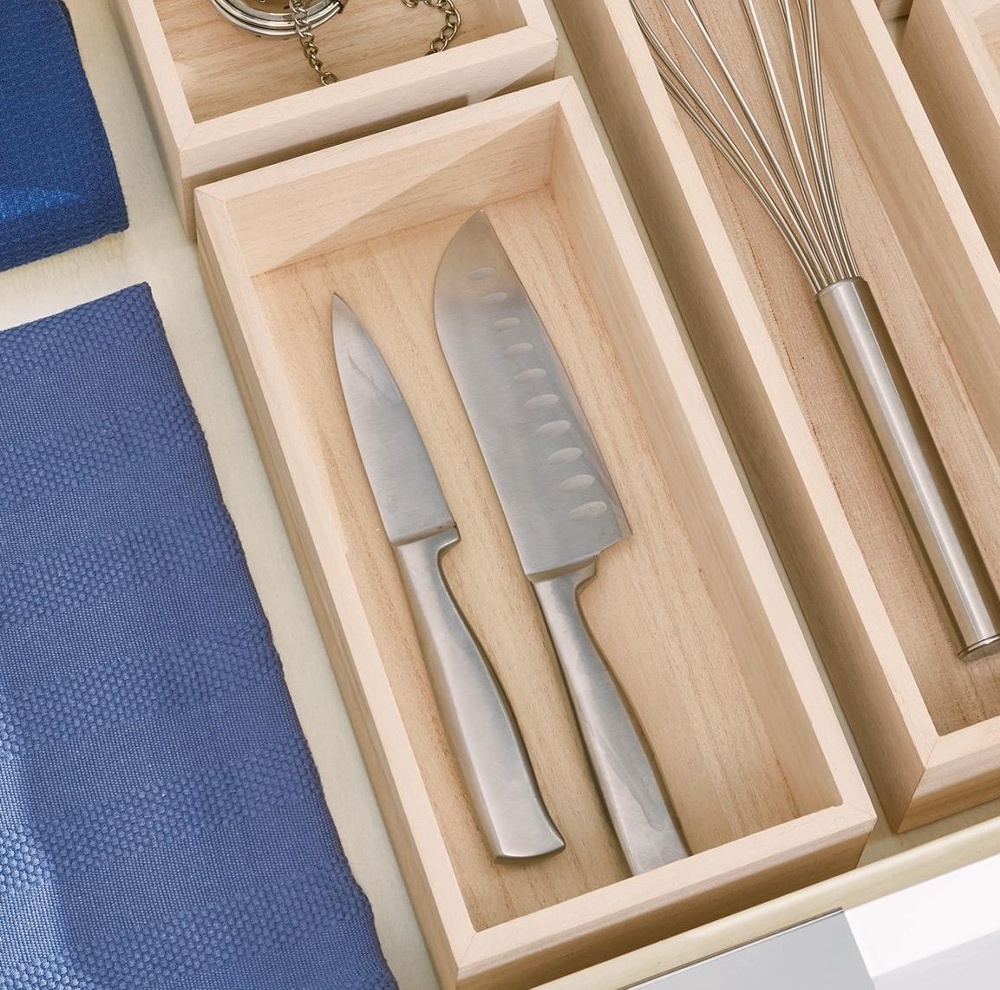 Förvaringsbricka, rektangulär, PAULOWNIA DRAWER ORGANISER, 12,7 x 25,4 x H 7 cm, Natur