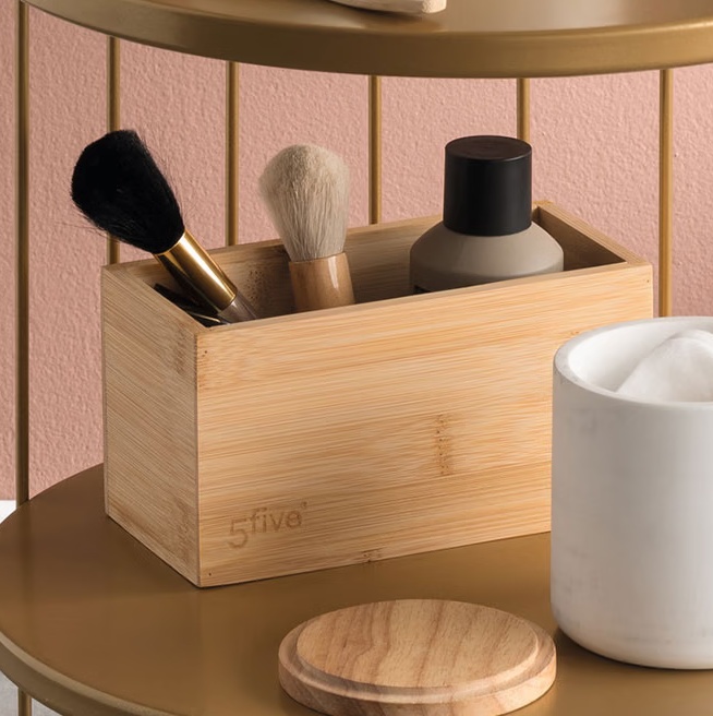Förvaringsburk i Bambu, Rektangulär, TIDY SMART, 18 x 9,5 x H 9 cm, Natur