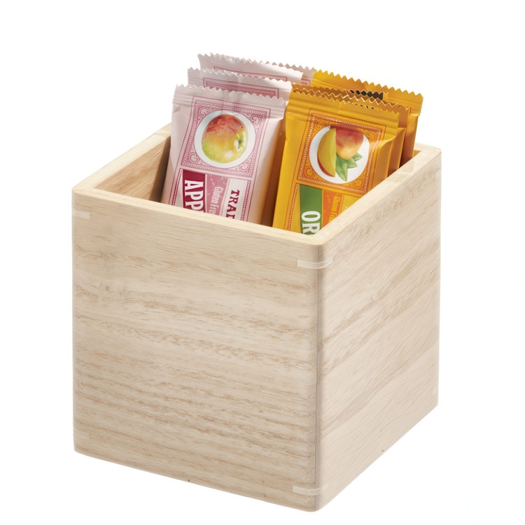Förvaringsburk, fyrkantig, THE HOME EDIT COLLECTION ECO WOOD BIN, 11,4 x 11,4 x H 12 cm, Natur