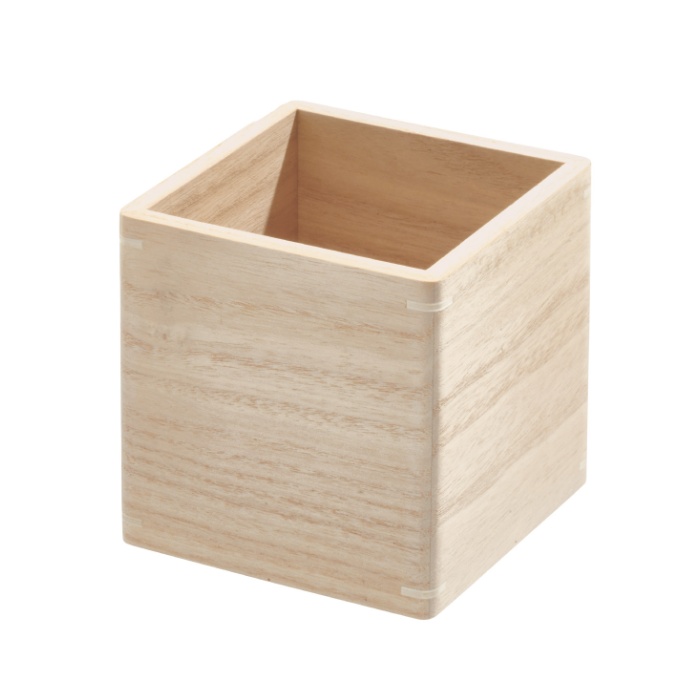 Förvaringsburk, fyrkantig, THE HOME EDIT COLLECTION ECO WOOD BIN, 11,4 x 11,4 x H 12 cm, Natur