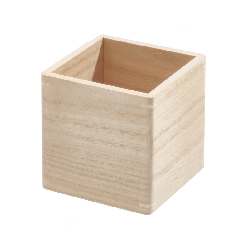 Förvaringsburk, fyrkantig, THE HOME EDIT COLLECTION ECO WOOD BIN, 11,4 x 11,4 x H 12 cm, Natur