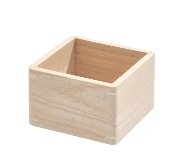 Förvaringsburk, fyrkantig, THE HOME EDIT COLLECTION ECO WOOD SMALL BIN, 11,4 x 11,4 x H 7,6 cm, Natur
