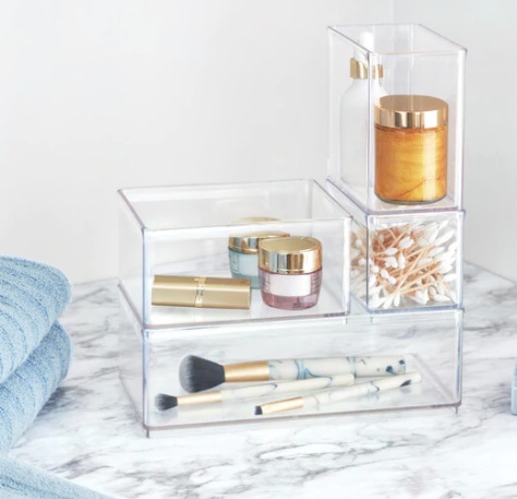 Förvaringsburk, THE HOME EDIT MEDIUM BIN ORGANIZER, 16,5 x 12,1 x H 8,3 cm, Transparent