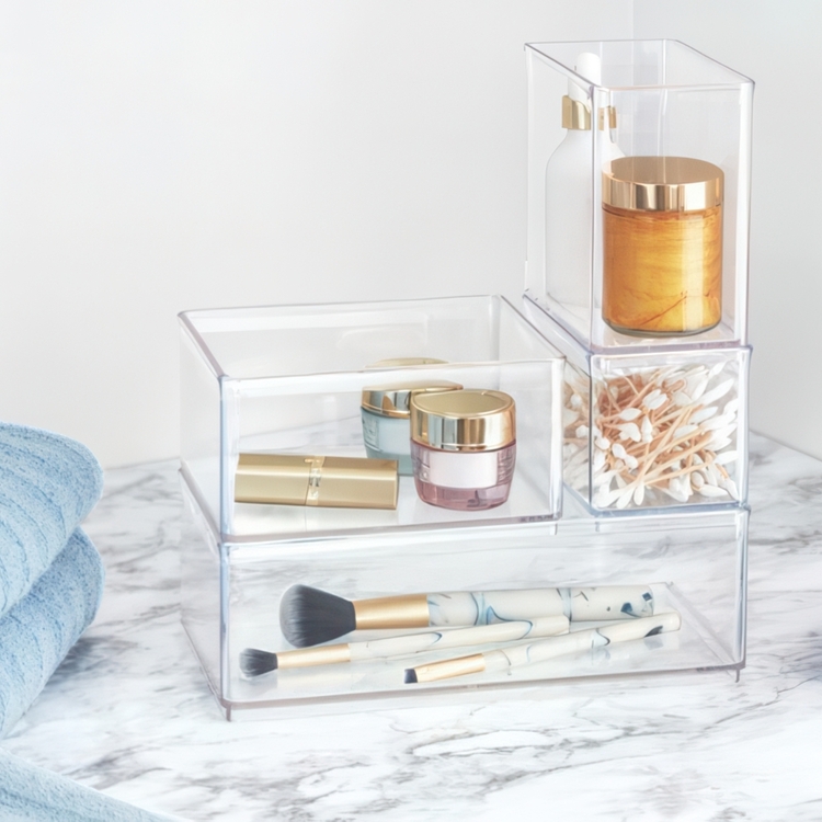 Förvaringsburk, THE HOME EDIT SMALL BIN ORGANIZER, 12,1 x 8,3 x H 8,3 cm, Transparent