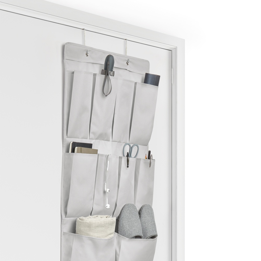 Förvaringsfickor för dörr eller klädstång, MULTIPURPOSE TIDY, 45 x H 150 cm, Grå