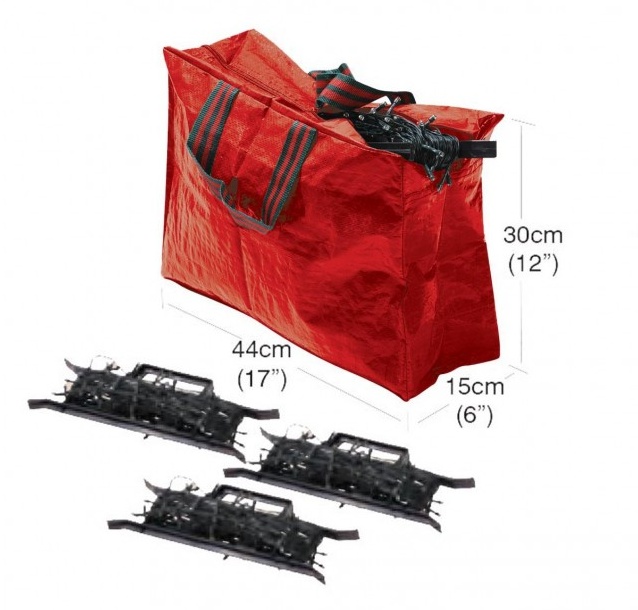 Förvaringskasse + 3 st Kabelvindor, LIGHTNING STORAGE, 44 x 15 x H 30 cm, Röd / Svart