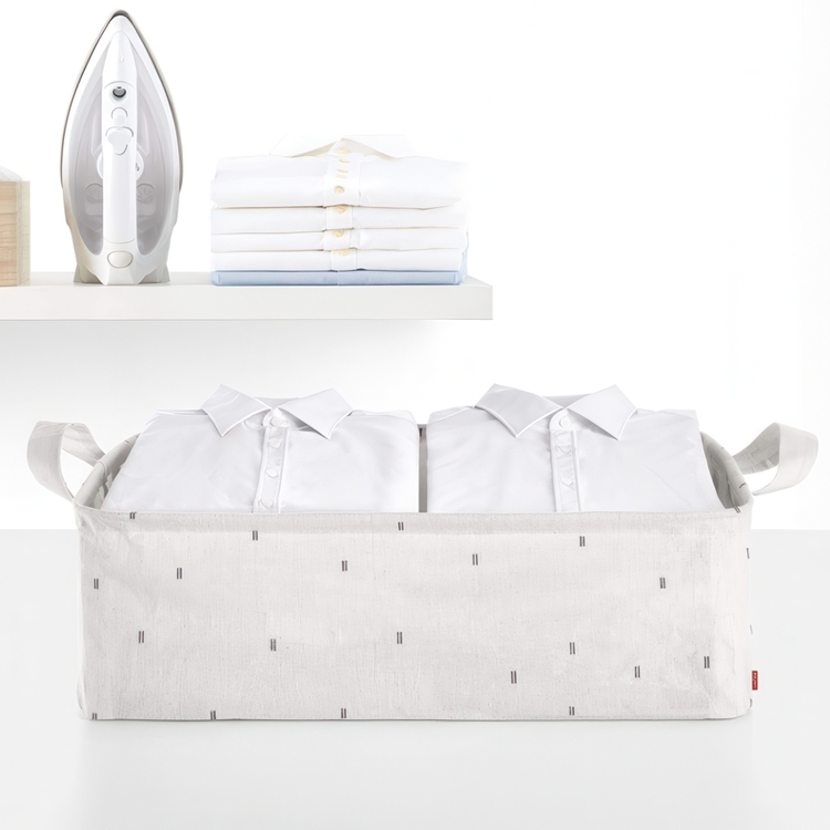 Förvaringskorg i tyg, CLEAN CLOTHES BASKET, 60 x 40 x H 20 cm, Ljusgrå