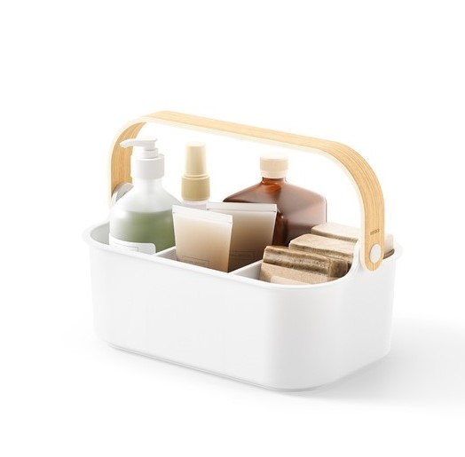 Förvaringskorg med 2 fack, UMBRA BELLWOOD BIN, 29x 17,5 x H 13 cm, Vit / Natur