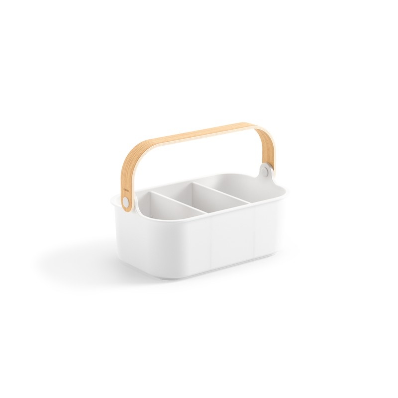 Förvaringskorg med 2 fack, UMBRA BELLWOOD BIN, 29x 17,5 x H 13 cm, Vit / Natur