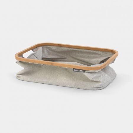 Förvaringskorg med bambukant, Hopfällbar, BRABANTIA, 36 x 54 x H 26,5 cm, Grå / Natur