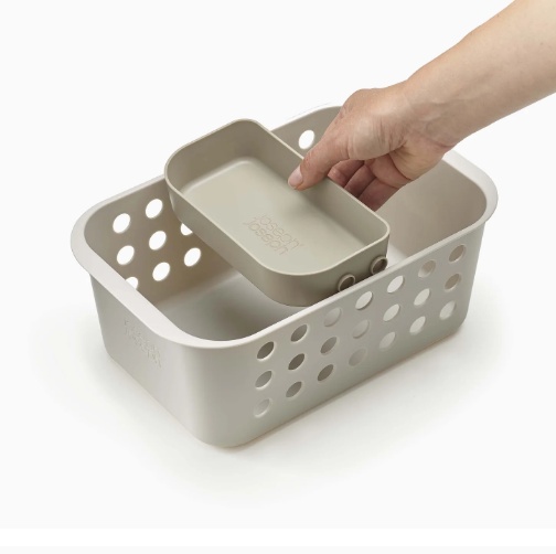 Förvaringskorg med bricka, EASY STORE COMPACT, 18,5 x 29 x H 13,3 cm, Joseph Joseph, Ljusgrå
