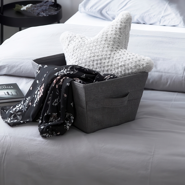 Förvaringskorg tyg, BIGSO TAPERED BIN MEDIUM, 40 x 30 x H 22 cm, Beige