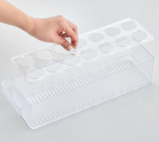 Förvaringslåda för 14 ägg, Stapelbar, TOWER MODERN EGG TRAY Yamazaki, Frostigt transparent