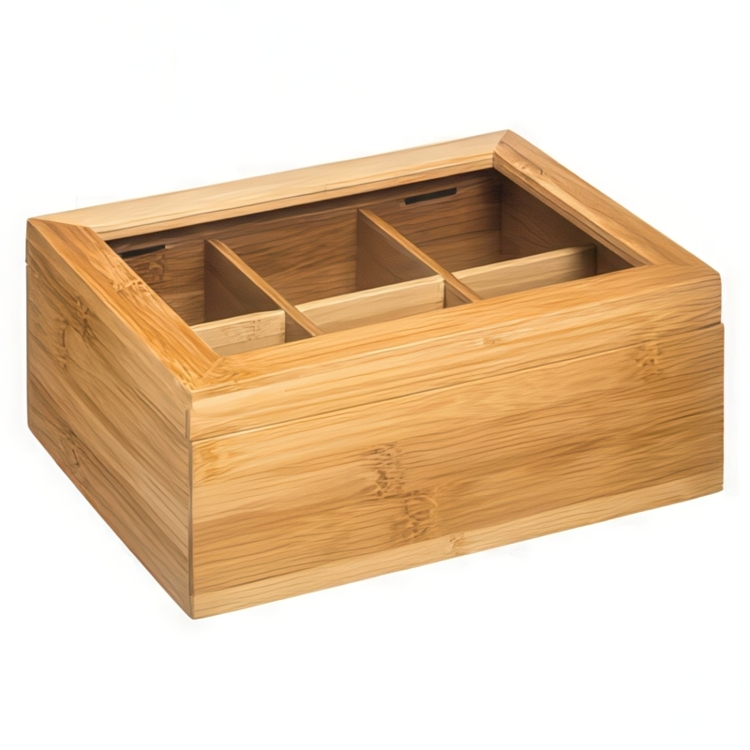 Förvaringslåda för Sortering, SMALL BAMBOO TEA BOX, 22 x 16 x H 9 cm, Natur