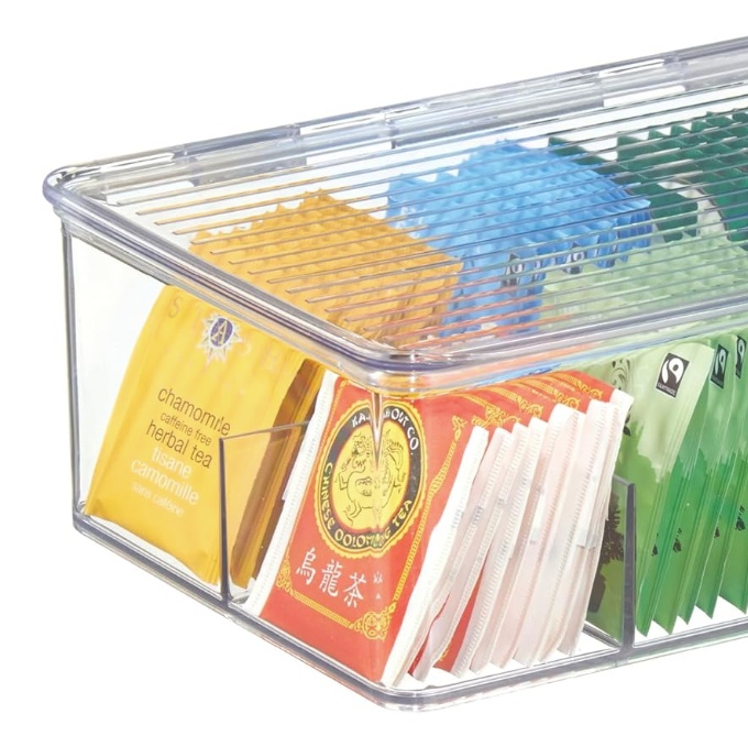 Förvaringslåda för Sortering, Tepåsar, 8 fack, ID CABINET BIN, 27,3 x 18,4 x H9,5cm, Transparent