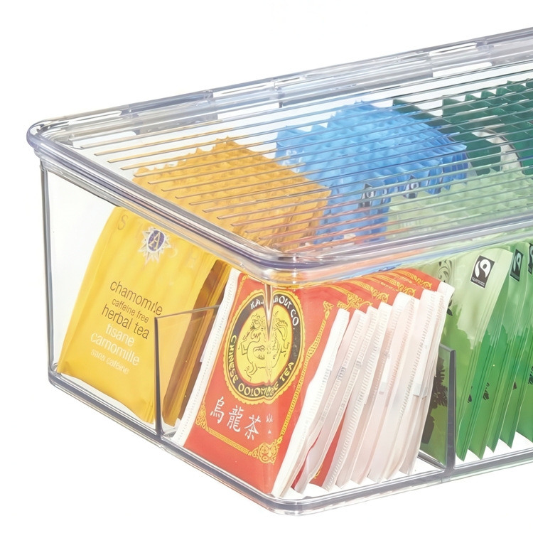 Förvaringslåda för Sortering, Tepåsar, 8 fack, ID CABINET BIN, 27,3 x 18,4 x H9,5cm, Transparent