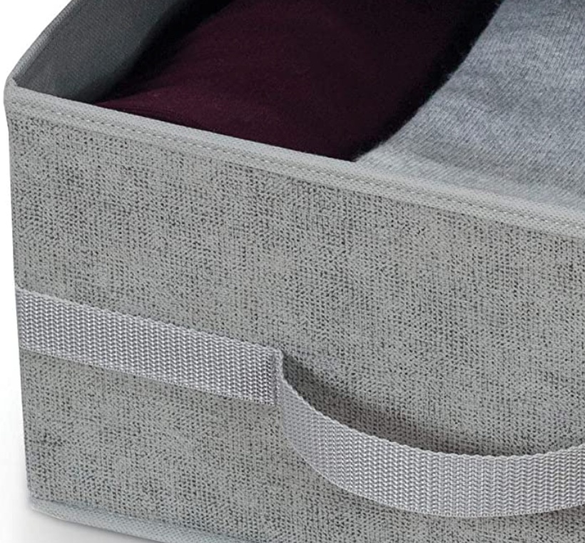 Förvaringslåda i tyg, med lock, STONE GREY, 45 x 35 x H 18 cm, Grå