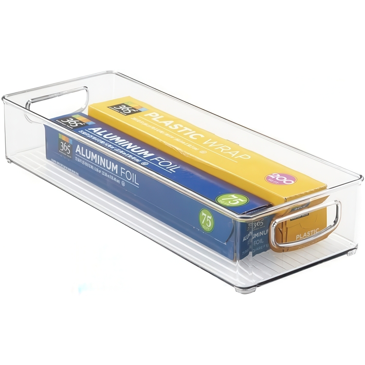 Förvaringslåda med handtag, CABINET BINZ, 15,2 x 41 x H7,6 cm, Transpa