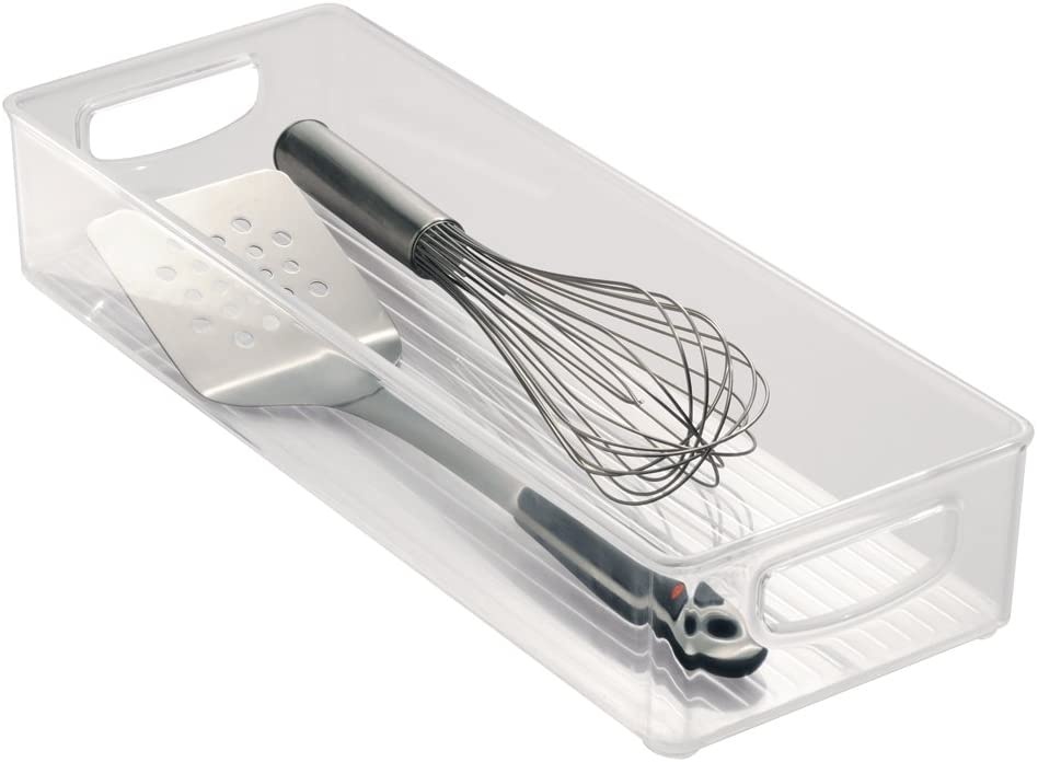 Förvaringslåda med handtag, CABINET BINZ, 15,2 x 41 x H7,6 cm, Transparent