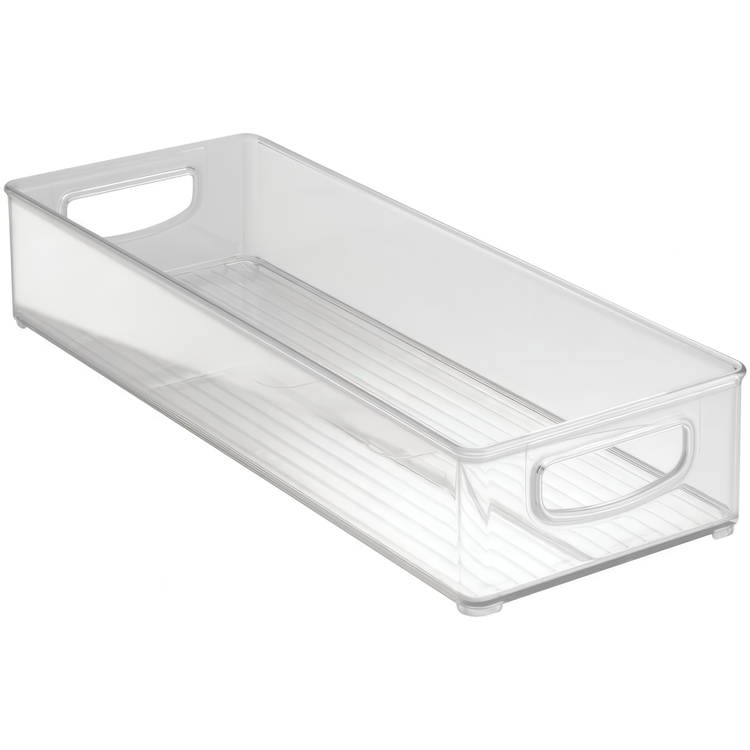 Förvaringslåda med handtag, CABINET BINZ, 15,2 x 41 x H7,6 cm, Transparent