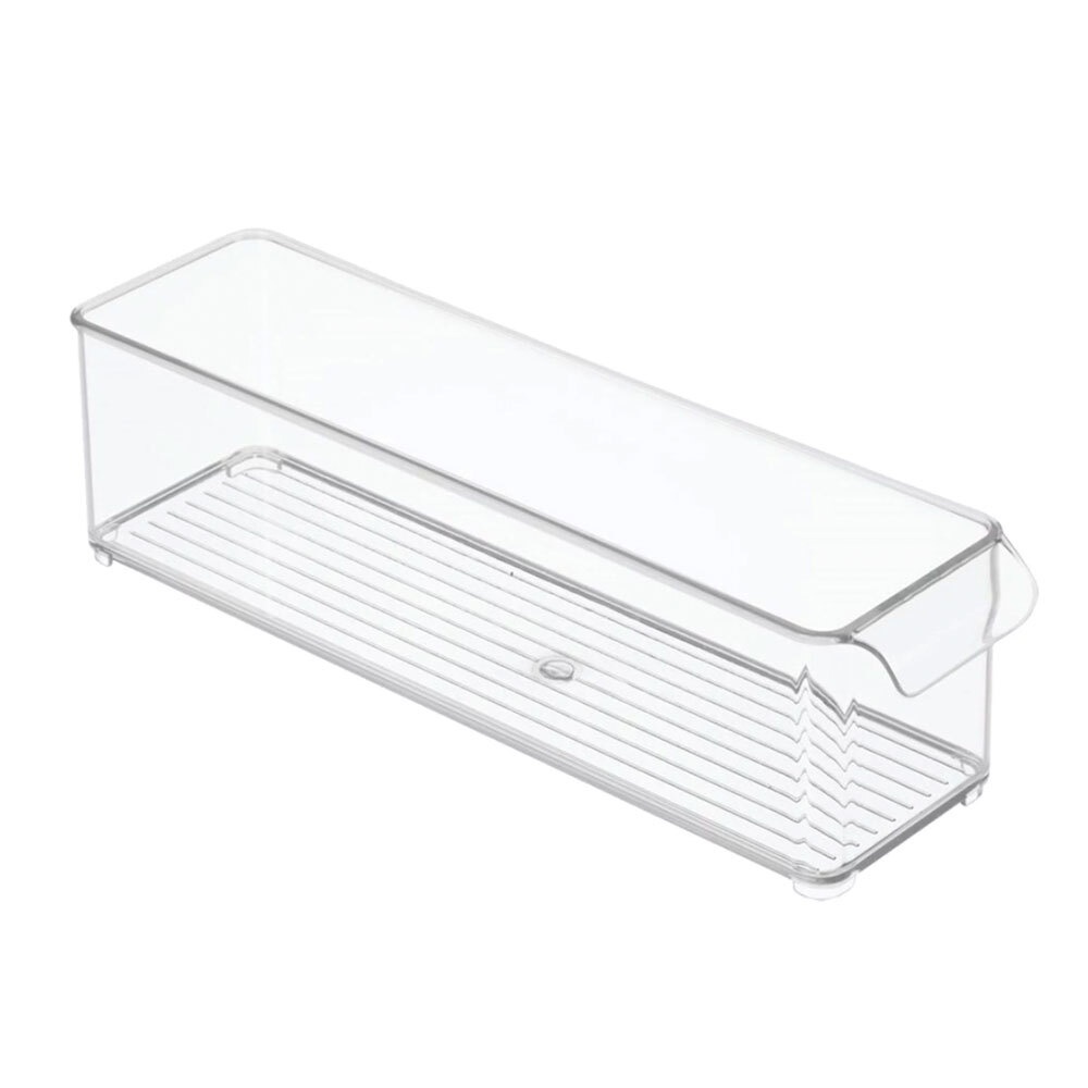 Förvaringslåda med handtag, Långsmal, Stapelbar, PULLZ BINZ, 10 x 37 x H 10 cm , Transparent