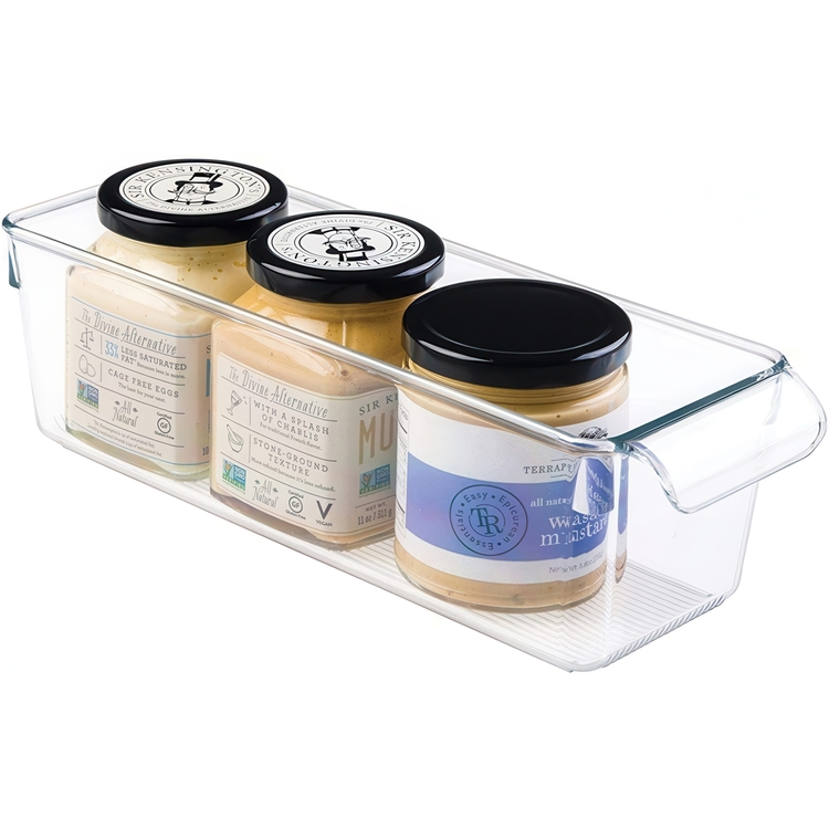 Förvaringslåda med handtag, Smal, PULLZ SMALL ORGANISER, 29,2 x 10,2 x H 9 cm, Transparent