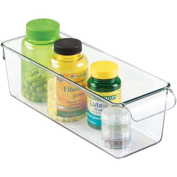 Förvaringslåda med handtag, Smal, PULLZ SMALL ORGANISER, 29,2 x 10,2 x H 9 cm, Transparent