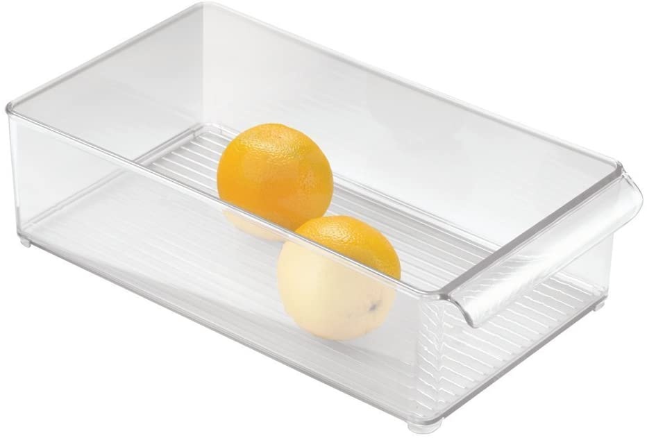 Förvaringslåda med handtag, Stapelbar, PULLZ BINZ, 20 x 37 x H 10 cm , Transparent