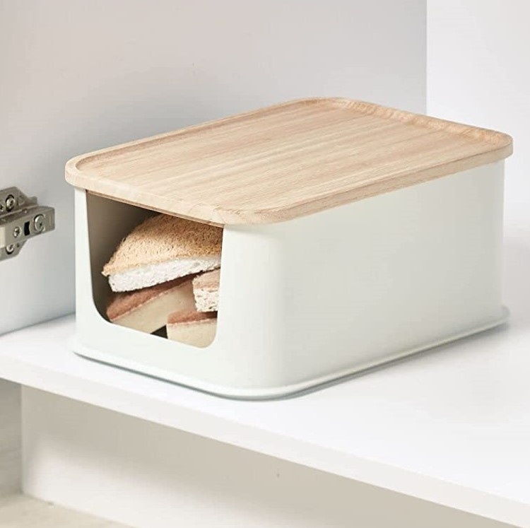 Förvaringslåda med trälock, ECO OPEN FRONT, 21,5 x 30,5 x H 14 cm, Offwhite / Natur