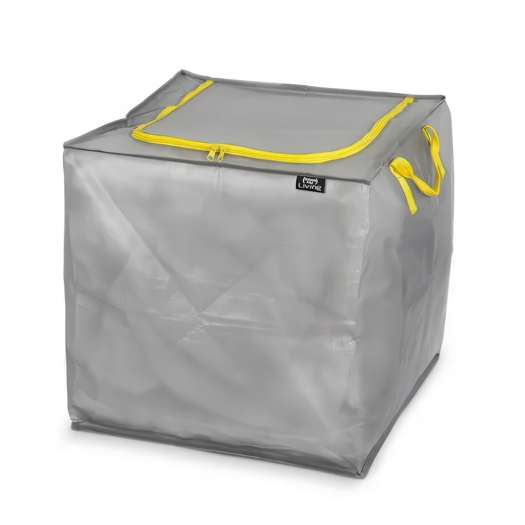 Förvaringslåda, Extra Stark, 90 L TAURUS SUPER TOUGH LARGE, 45 x 45 x H 45 cm, Silvergrå / Gul